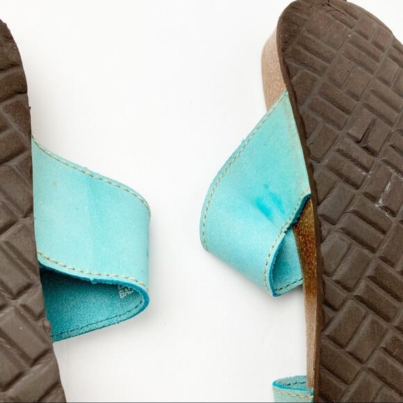 Aqua Leather Comfort Bed Toe Sandal Women’s Size 7 W - Picture 7 of 14